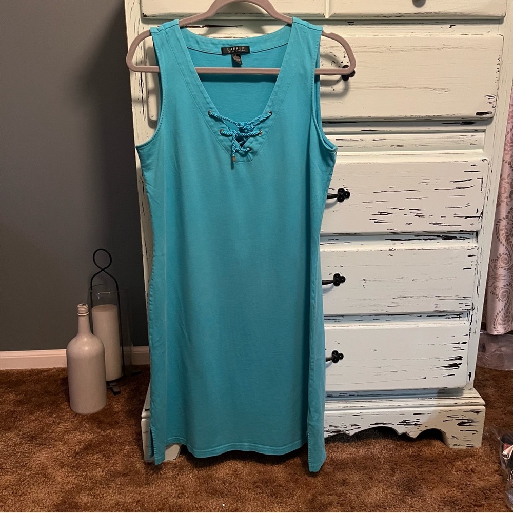 Ralph Lauren Blue Dress, size large.